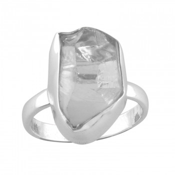 Classic design quartz crystal rough stone 925 silver ring